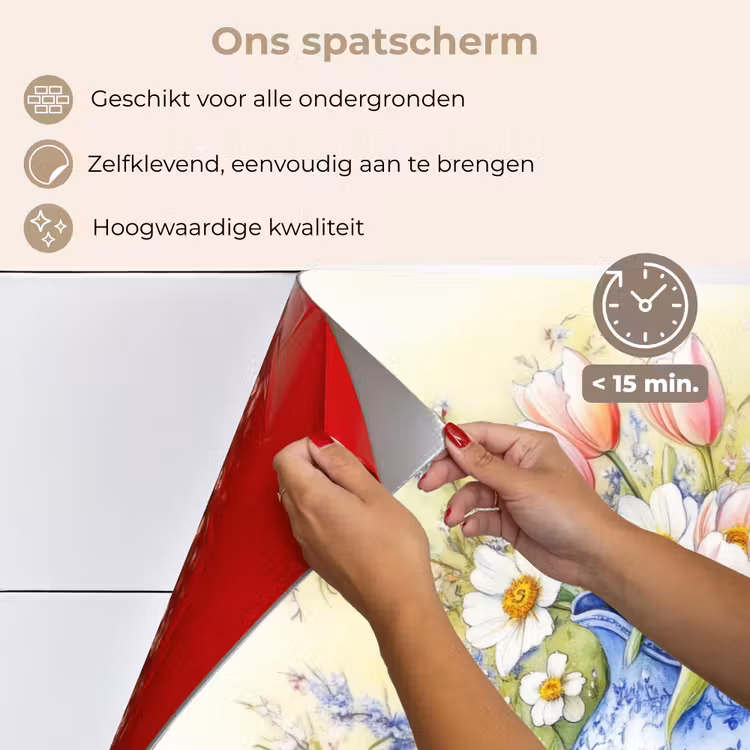 Spatscherm keuken - Vaas - Delftsblauw - Madeliefjes — 4