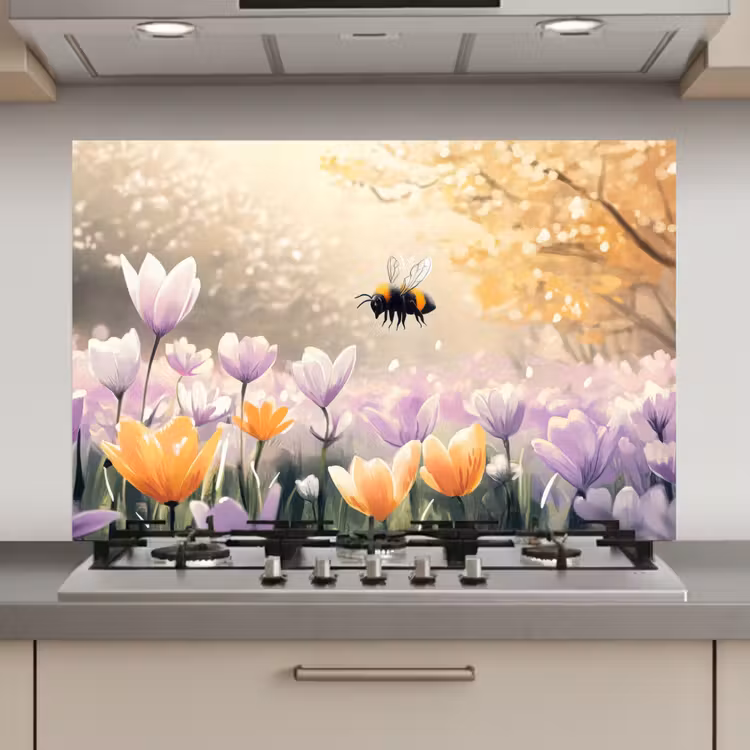 Spatscherm keuken - Viooltjes - bij - Zonlicht — 1