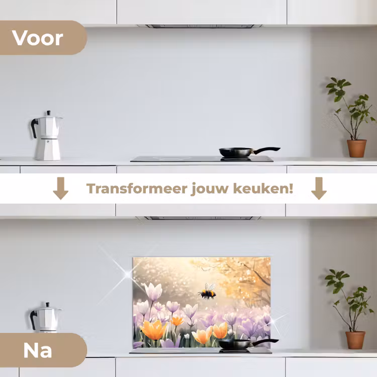 Spatscherm keuken - Viooltjes - bij - Zonlicht — 3