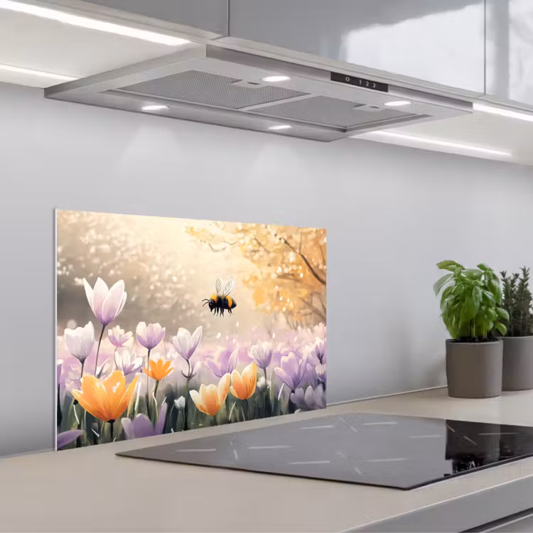 Spatscherm keuken - Viooltjes - bij - Zonlicht — 5