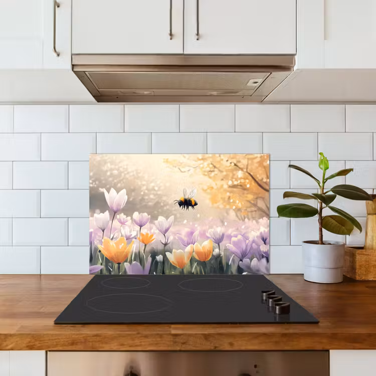 Spatscherm keuken - Viooltjes - bij - Zonlicht — 6