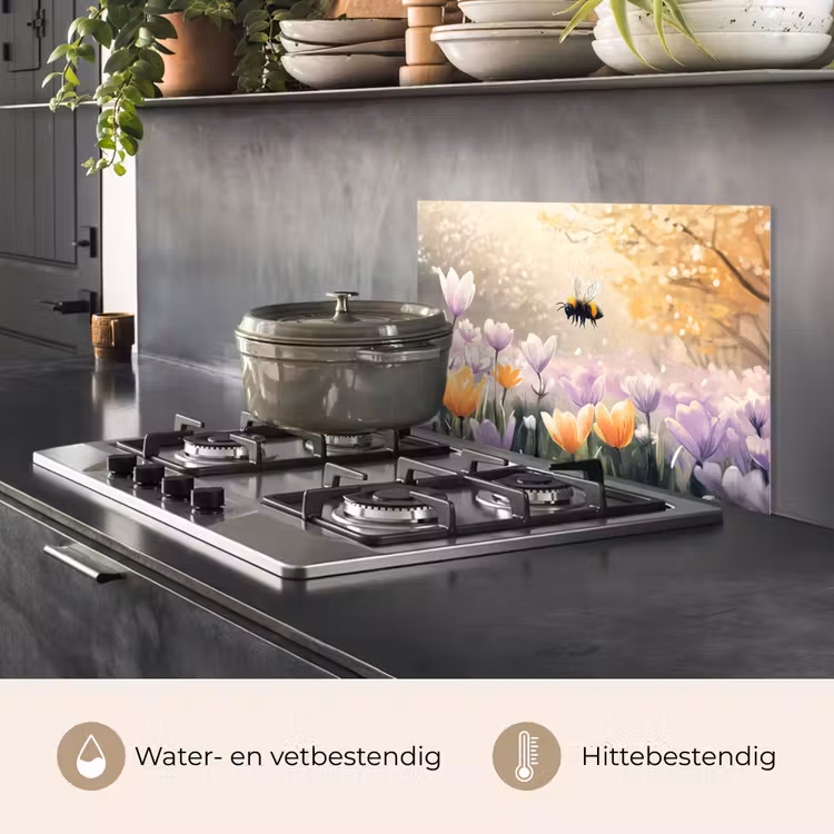 Spatscherm keuken - Viooltjes - bij - Zonlicht — 7