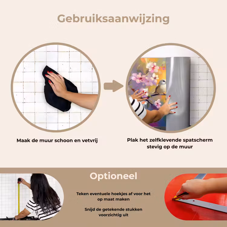 Spatscherm keuken - Vogels - Bloemen - Roze — 8