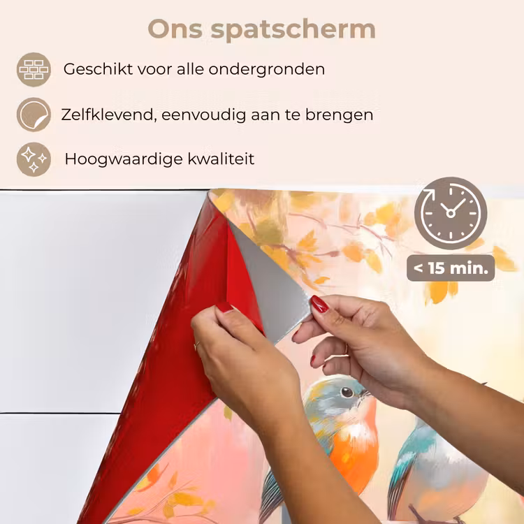 Spatscherm keuken - Vogels - Kleurrijk - Tak — 4