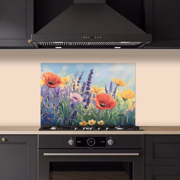 Spatscherm keuken - Weide - Bloemen - Kleurrijk — 2