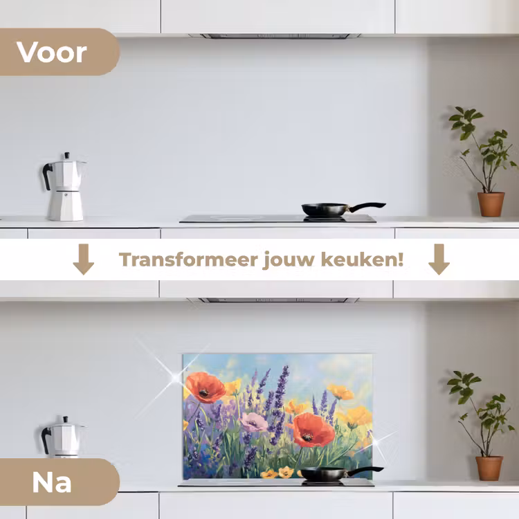 Spatscherm keuken - Weide - Bloemen - Kleurrijk — 3