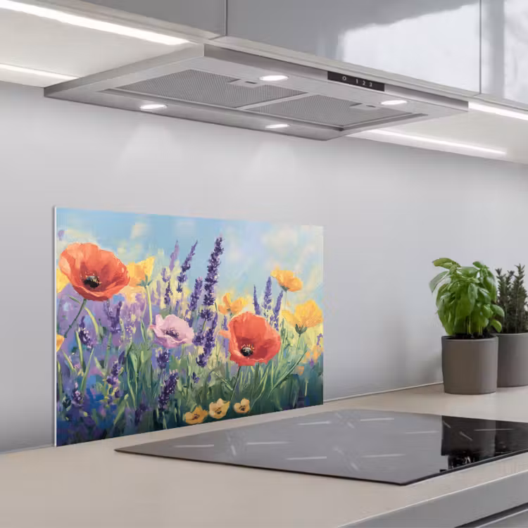 Spatscherm keuken - Weide - Bloemen - Kleurrijk — 5