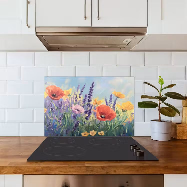 Spatscherm keuken - Weide - Bloemen - Kleurrijk — 6