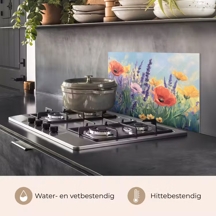 Spatscherm keuken - Weide - Bloemen - Kleurrijk — 7