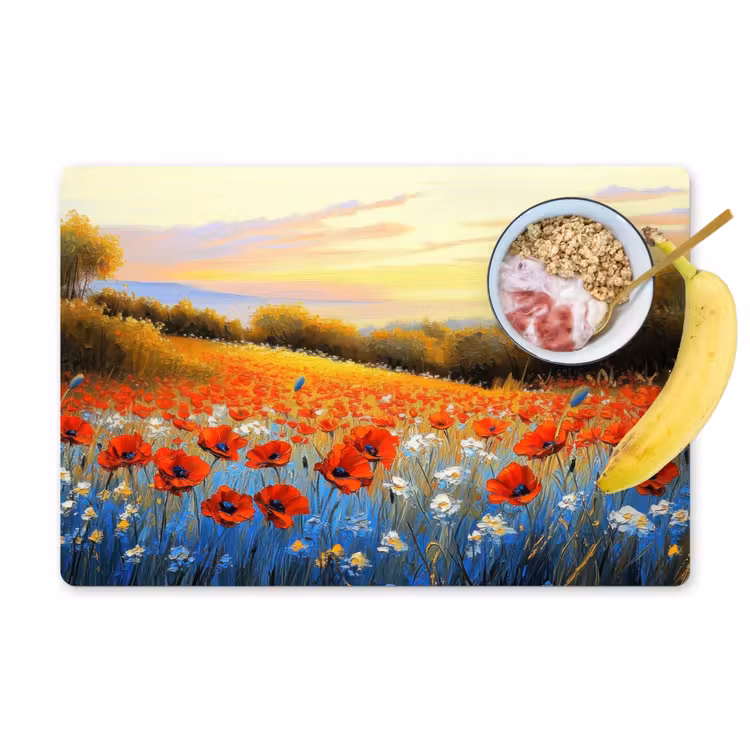 Placemat - 6 stuks - Klaproos - Bloemenveld - Kleurrijk — 1
