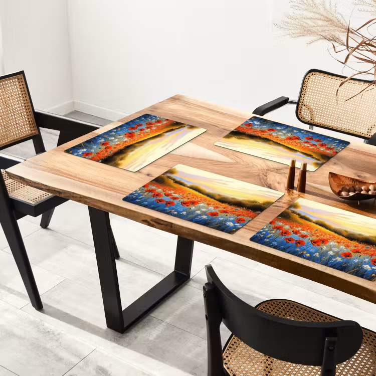 Placemat - 6 stuks - Klaproos - Bloemenveld - Kleurrijk — 5