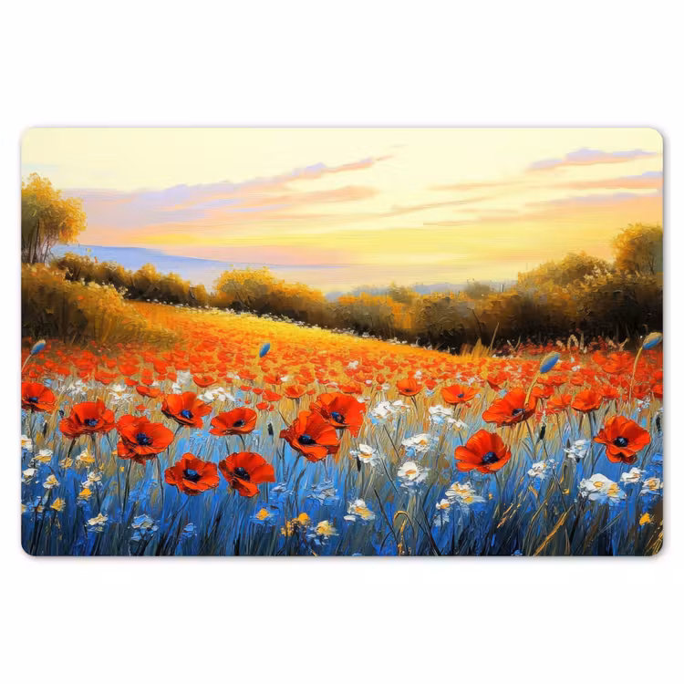 Placemat - 6 stuks - Klaproos - Bloemenveld - Kleurrijk — 7