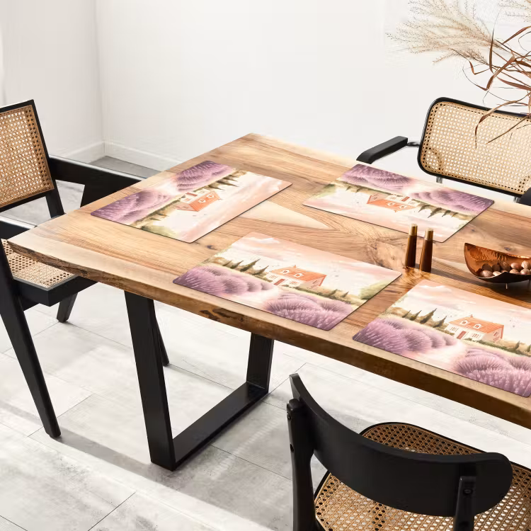 Placemat - 6 stuks - Lavendelveld - Huis - Paars — 5