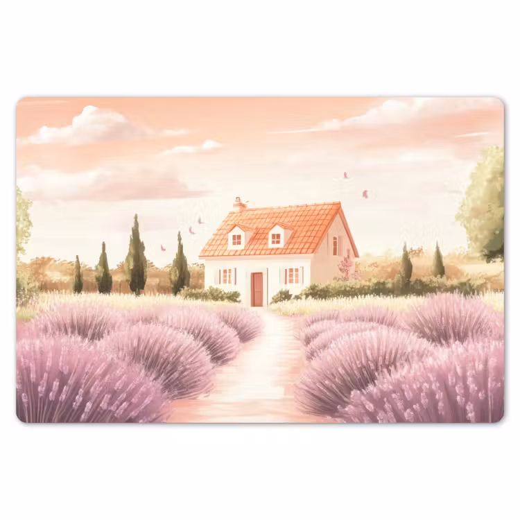 Placemat - 6 stuks - Lavendelveld - Huis - Paars — 7