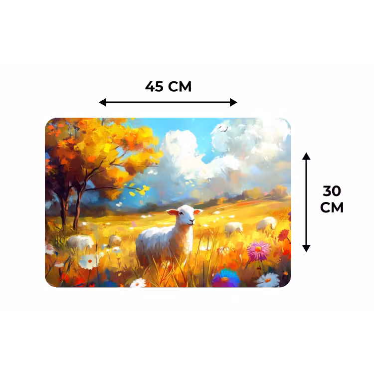 Placemat - 6 stuks - Schaap - Weide - Bloemen — 3