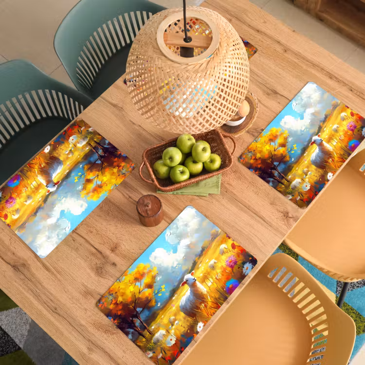 Placemat - 6 stuks - Schaap - Weide - Bloemen — 6