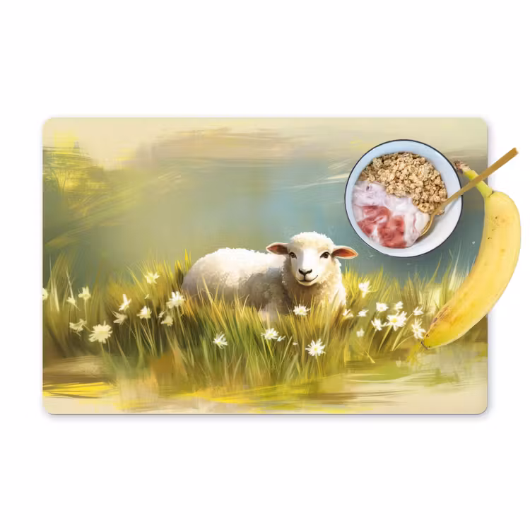 Placemat - 6 stuks - Schaap - Weide - Groen — 1