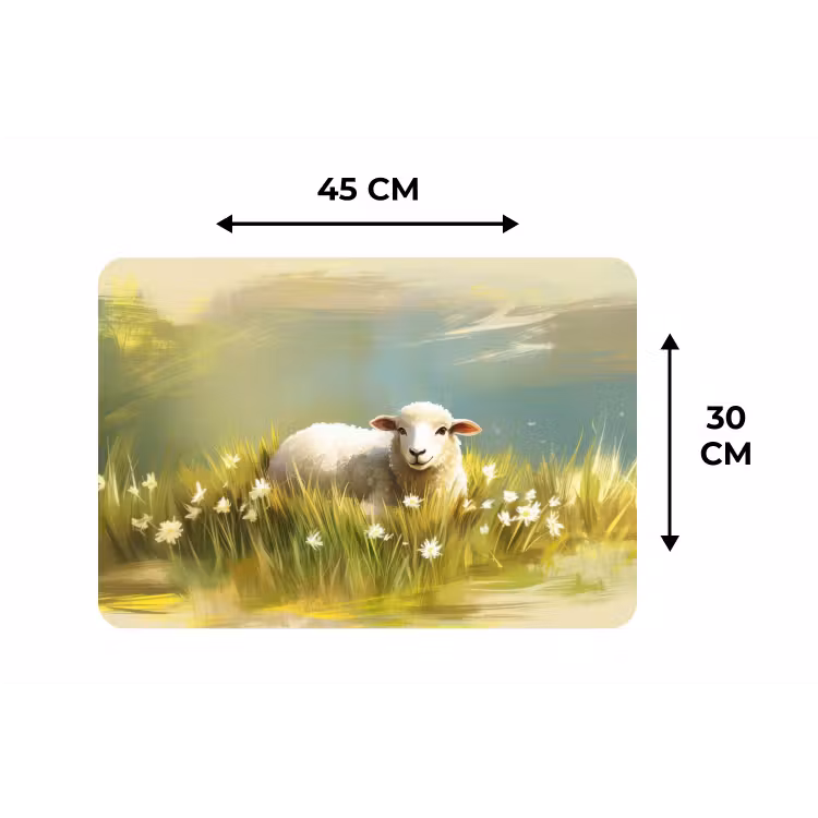 Placemat - 6 stuks - Schaap - Weide - Groen — 3
