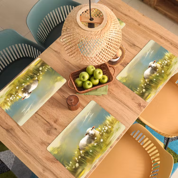 Placemat - 6 stuks - Schaap - Weide - Groen — 6