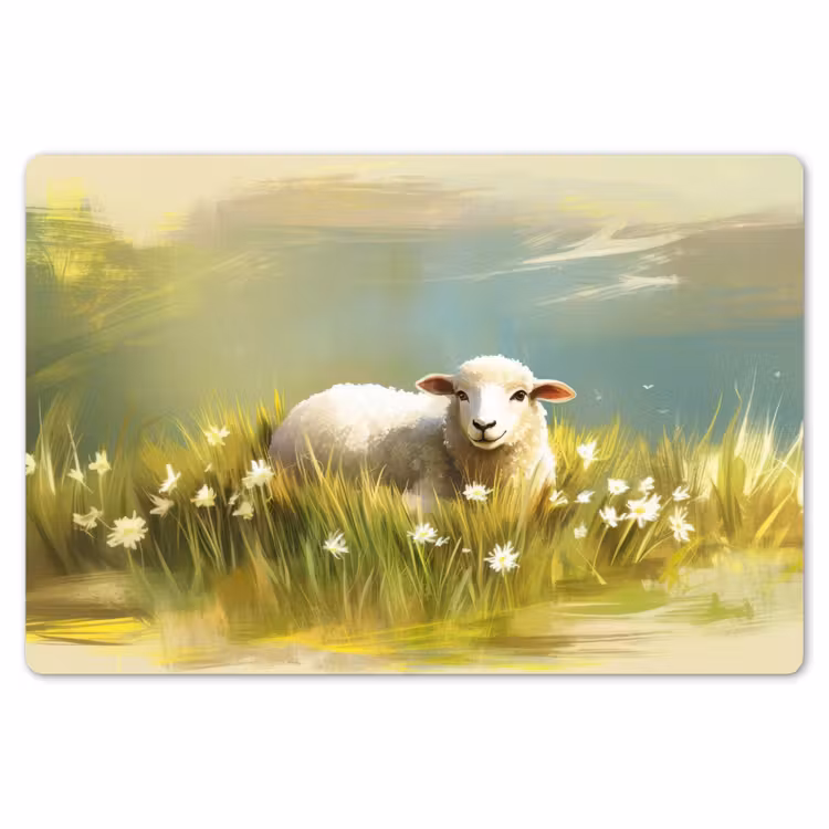 Placemat - 6 stuks - Schaap - Weide - Groen — 7