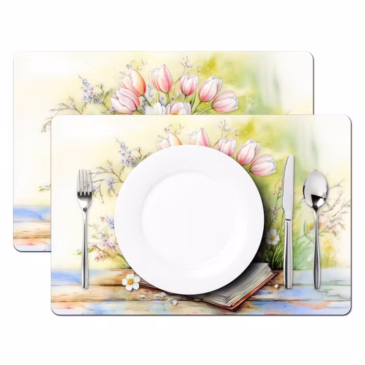 Placemat - 6 stuks - Vaas - Delftsblauw - Madeliefjes — 2