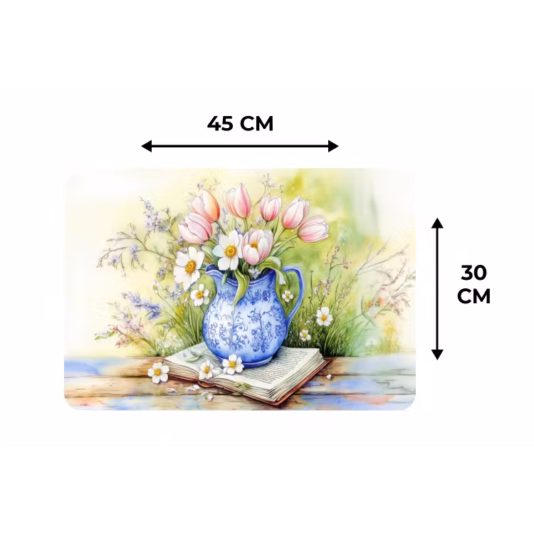 Placemat - 6 stuks - Vaas - Delftsblauw - Madeliefjes — 3