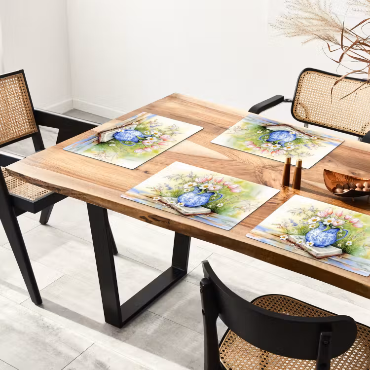 Placemat - 6 stuks - Vaas - Delftsblauw - Madeliefjes — 5