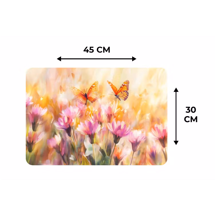 Placemat - 6 stuks - Vlinders - Oranje - Bloemen — 3