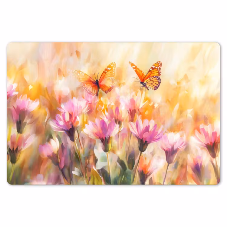 Placemat - 6 stuks - Vlinders - Oranje - Bloemen — 7
