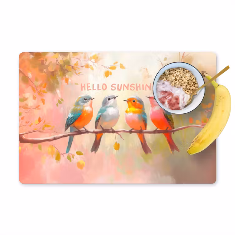 Placemat - 6 stuks - Vogels - Tak - Quote - Roze — 1
