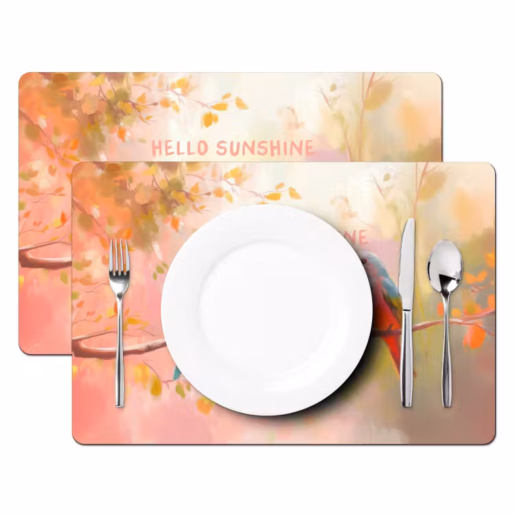 Placemat - 6 stuks - Vogels - Tak - Quote - Roze — 2