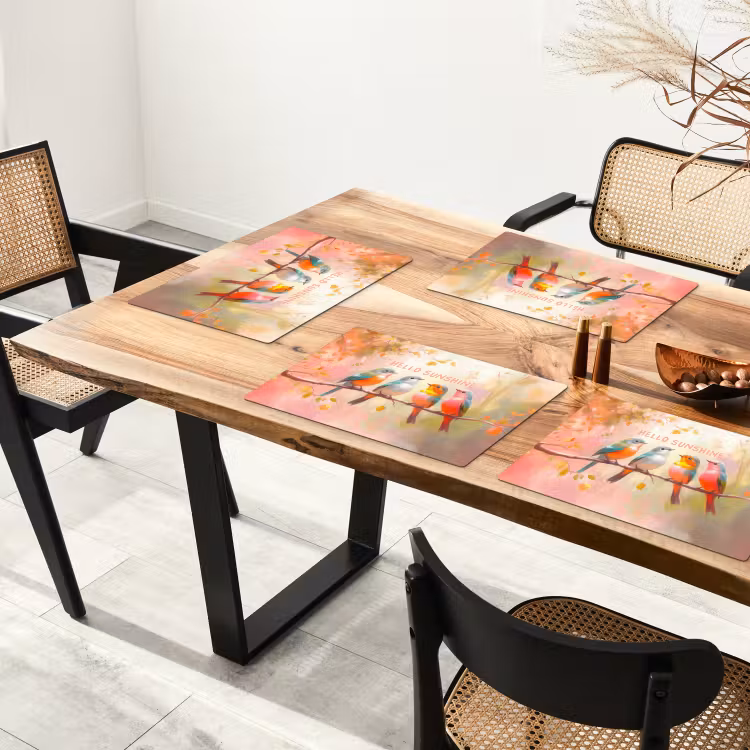 Placemat - 6 stuks - Vogels - Tak - Quote - Roze — 5