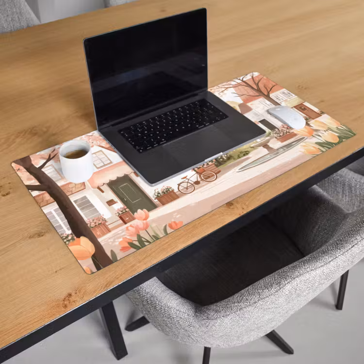 Bureau onderlegger - Dorpsplein - Fontein - Tulpen — 2