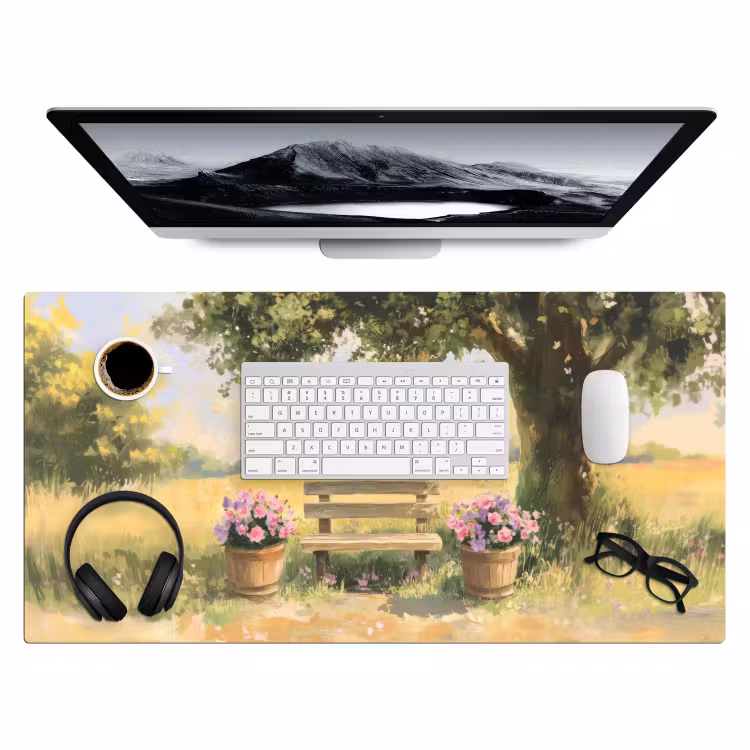 Bureau onderlegger - Houten bankje - Bloempotten - Landschap — 3