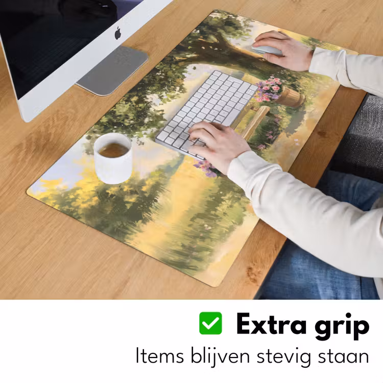 Bureau onderlegger - Houten bankje - Bloempotten - Landschap — 5