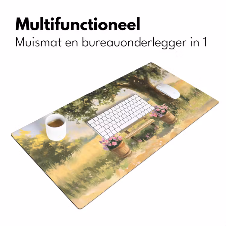 Bureau onderlegger - Houten bankje - Bloempotten - Landschap — 6