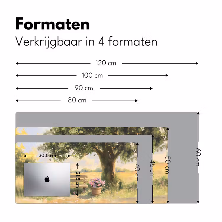 Bureau onderlegger - Houten bankje - Bloempotten - Landschap — 7