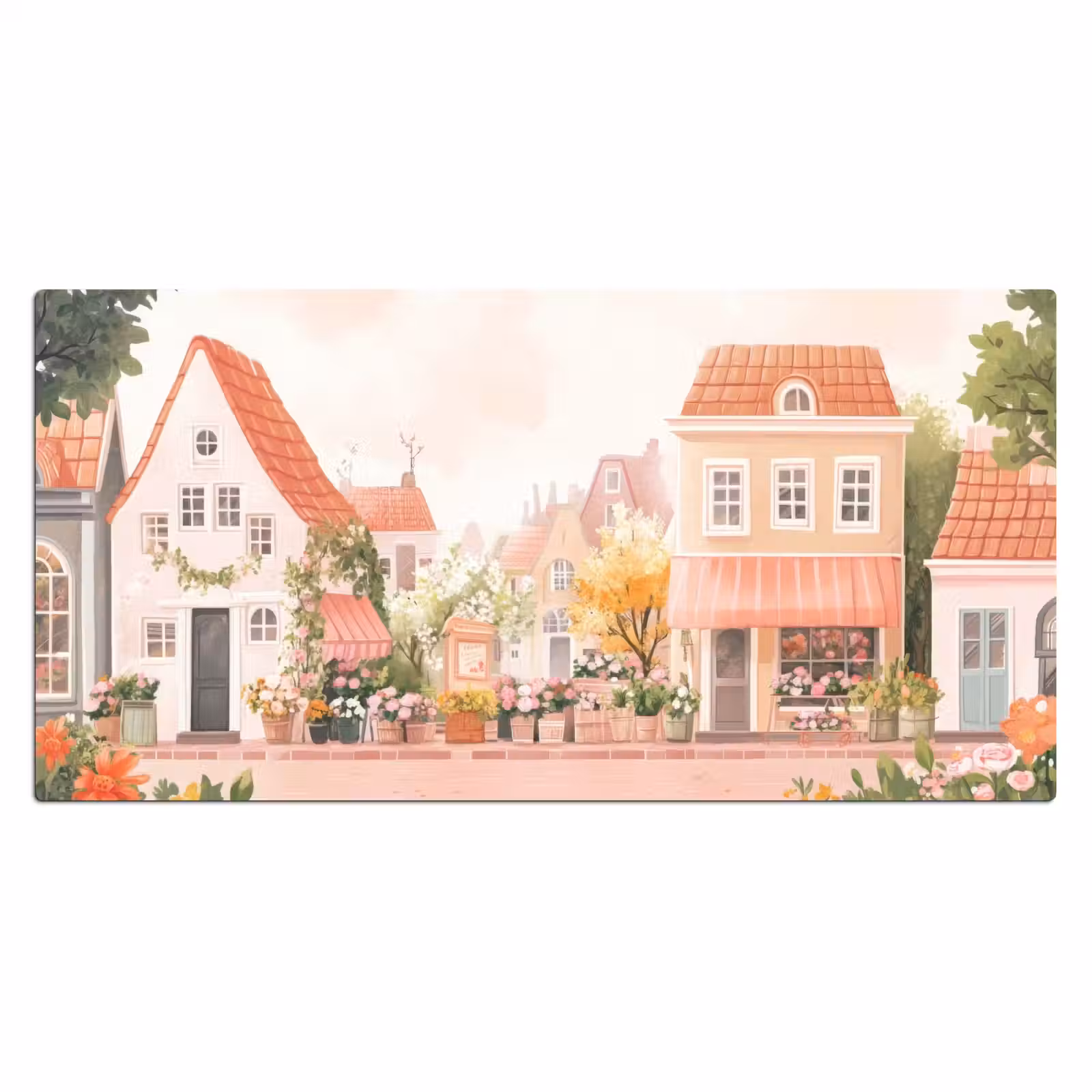 Bureau onderlegger - Bloemen - Huizen - Dorp — 1