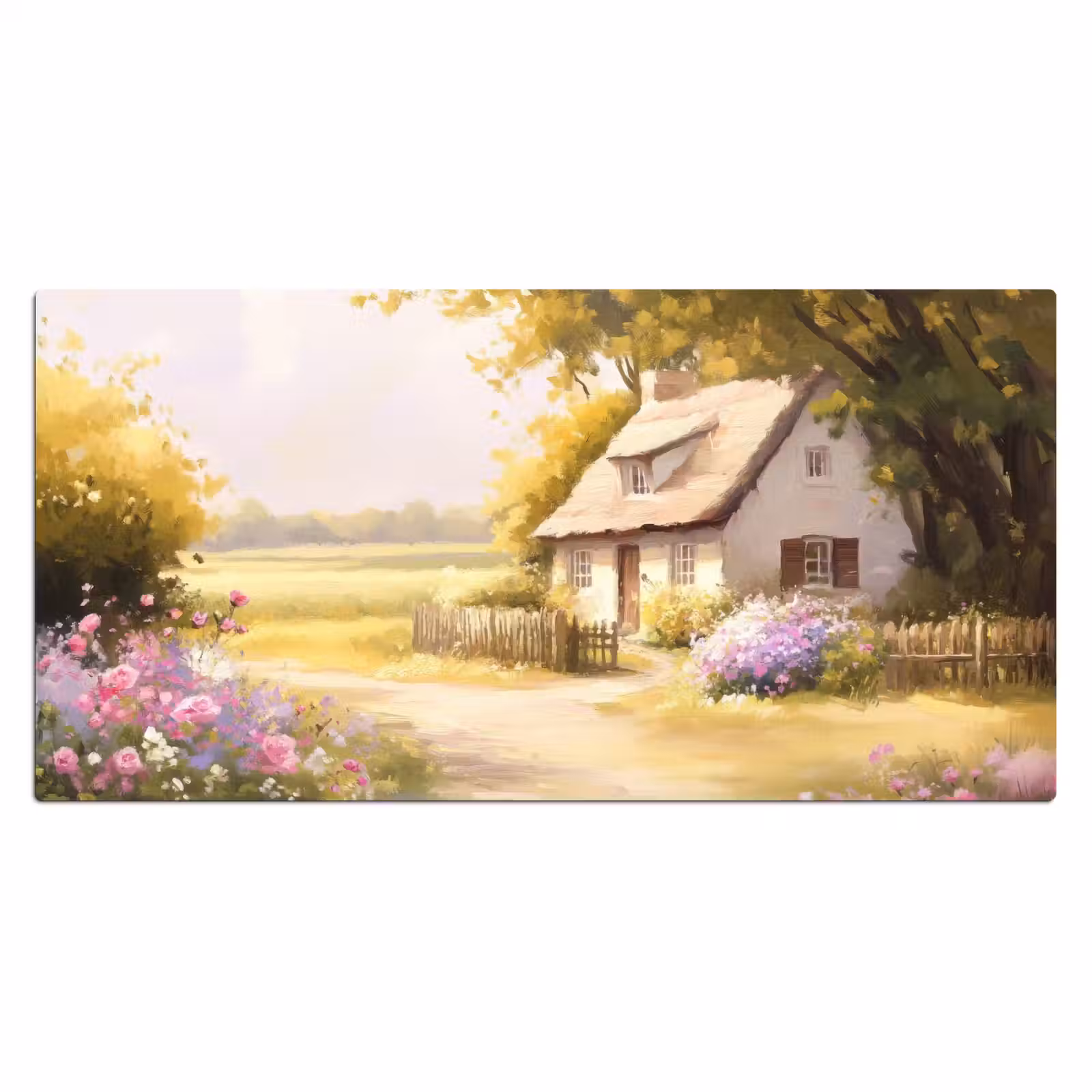 Bureau onderlegger - Huisje - Hout - Bloemen — 1