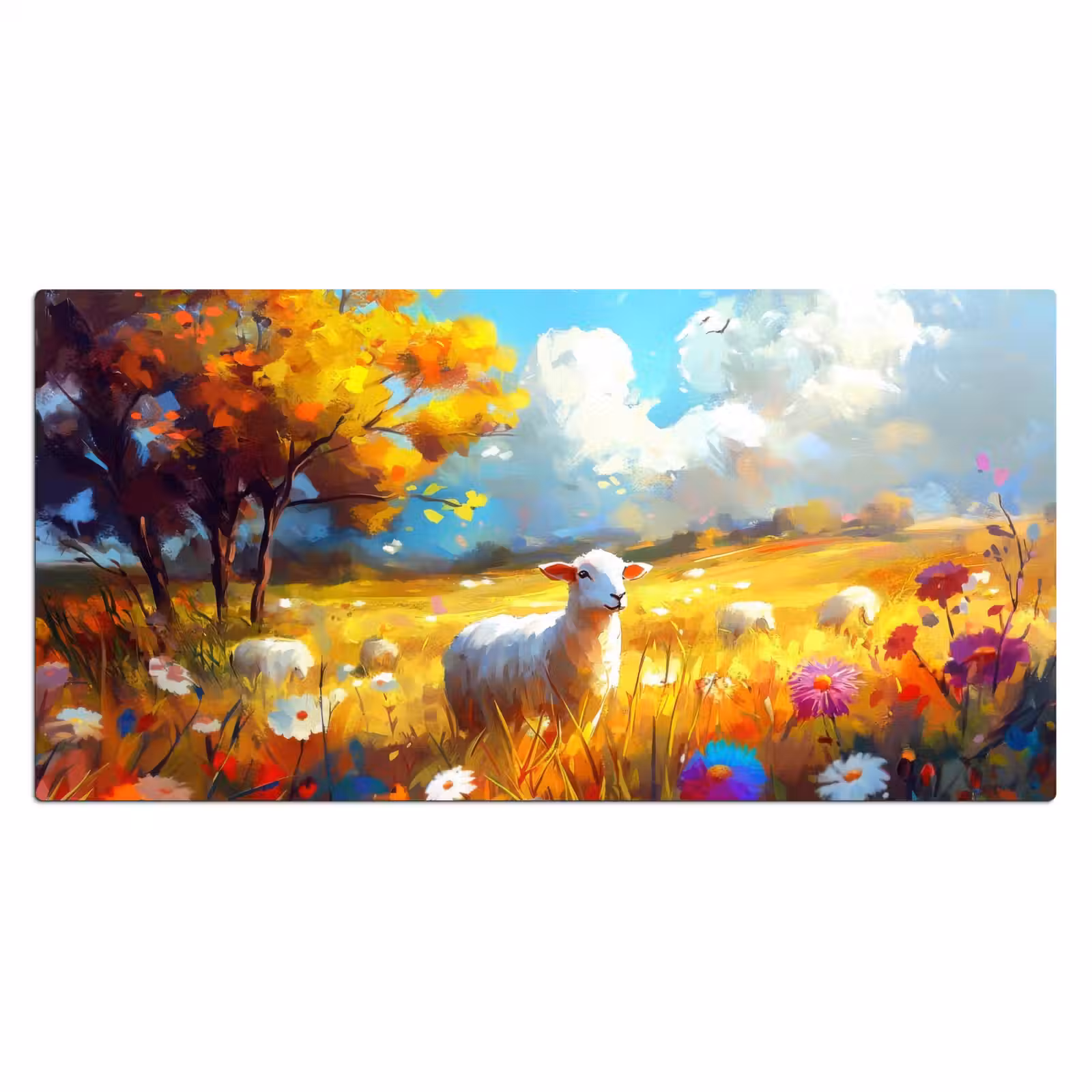 Bureau onderlegger - Schaap - Weide - Bloemen — 1