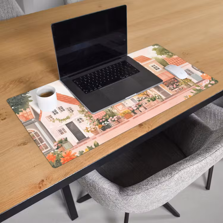 Bureau onderlegger - Bloemen - Huizen - Dorp — 2