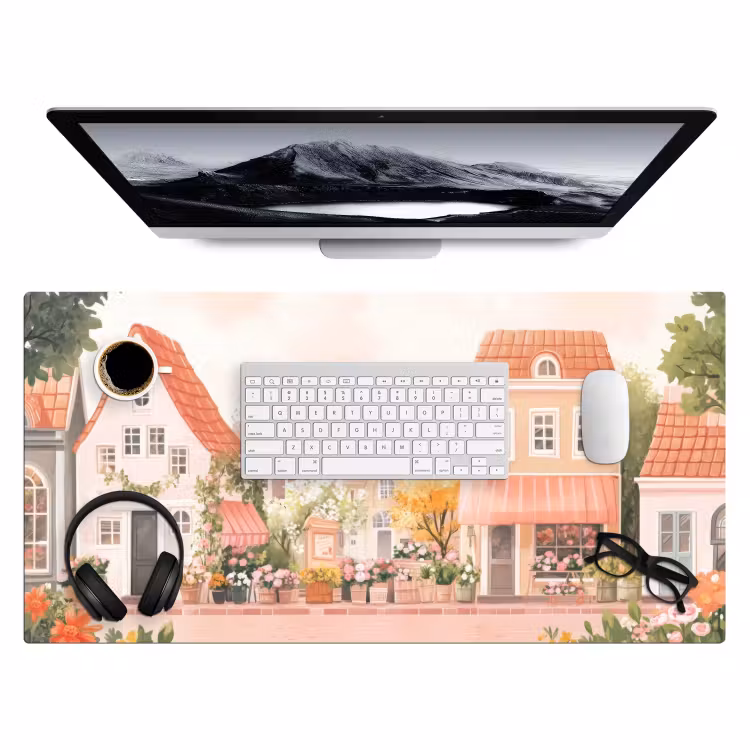 Bureau onderlegger - Bloemen - Huizen - Dorp — 3