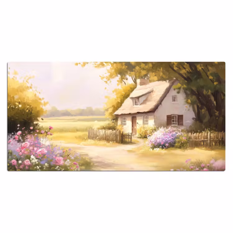 Bureau onderlegger - Huisje - Hout - Bloemen — 1