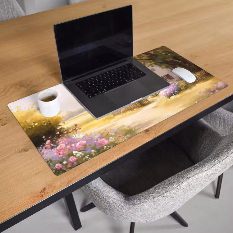 Bureau onderlegger - Huisje - Hout - Bloemen — 2