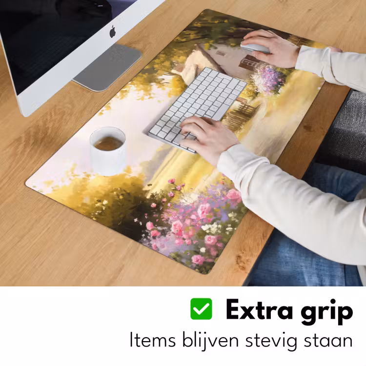 Bureau onderlegger - Huisje - Hout - Bloemen — 5