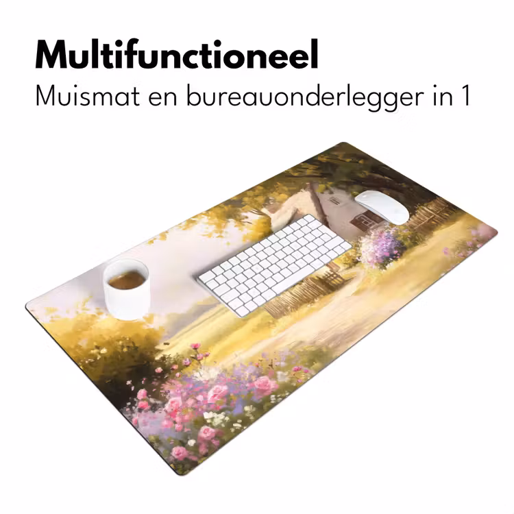 Bureau onderlegger - Huisje - Hout - Bloemen — 6