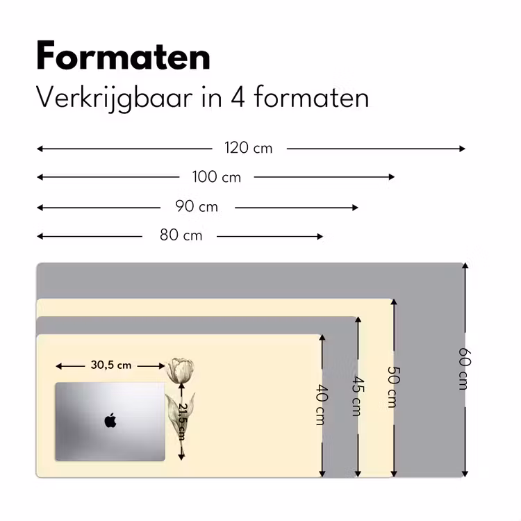 Bureau onderlegger - Illustratie - Tulp - Zwart — 7