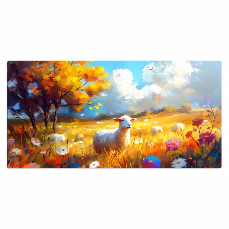 Bureau onderlegger - Schaap - Weide - Bloemen — 1