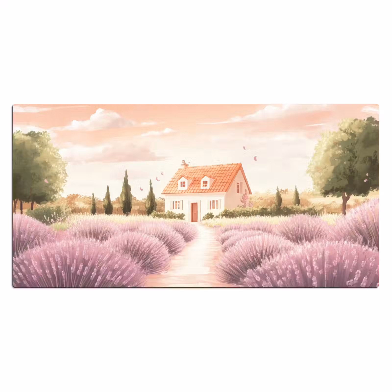 Bureau onderlegger - Lavendelveld - Huis - Paars — 1