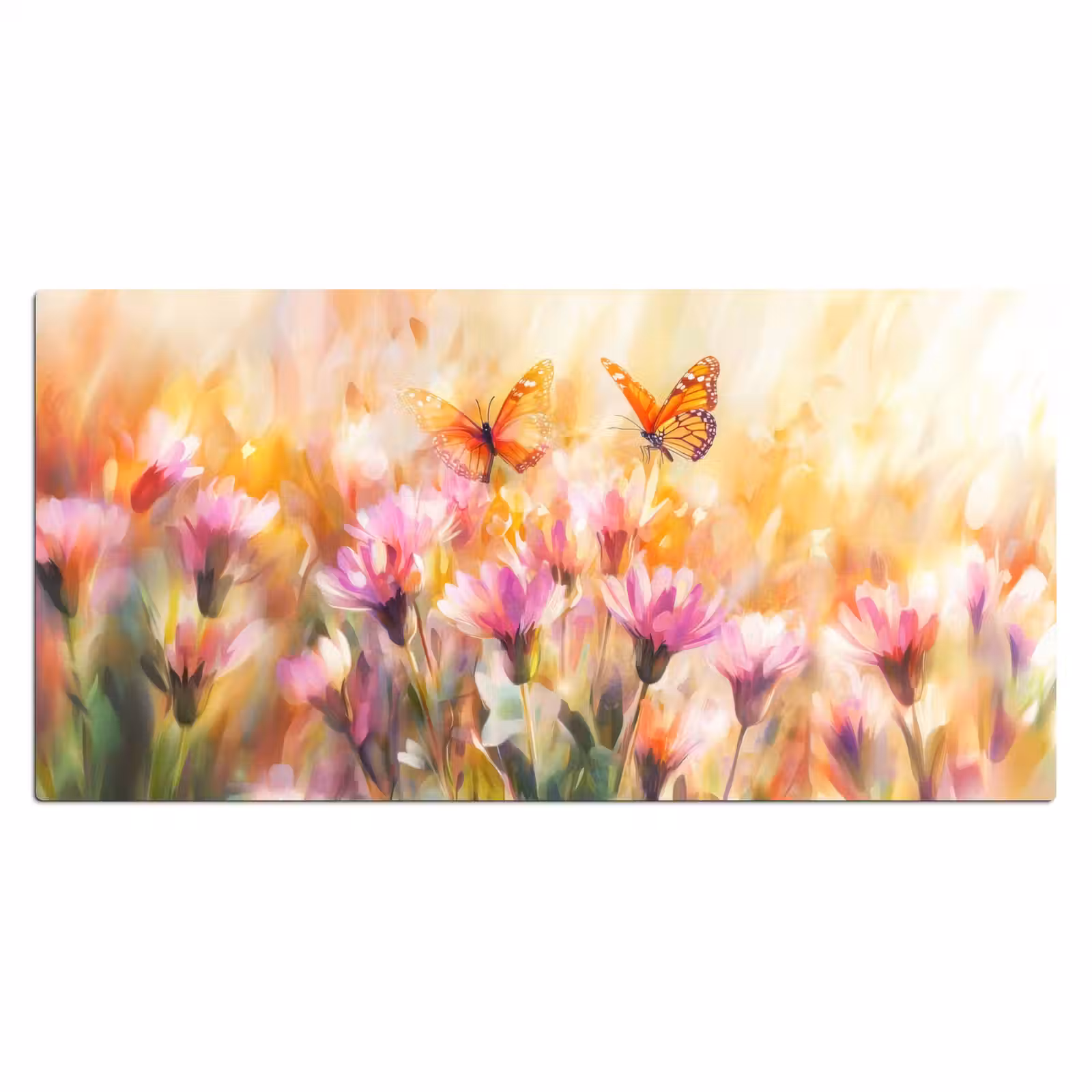 Bureau onderlegger - Vlinders - Oranje - Bloemen — 1
